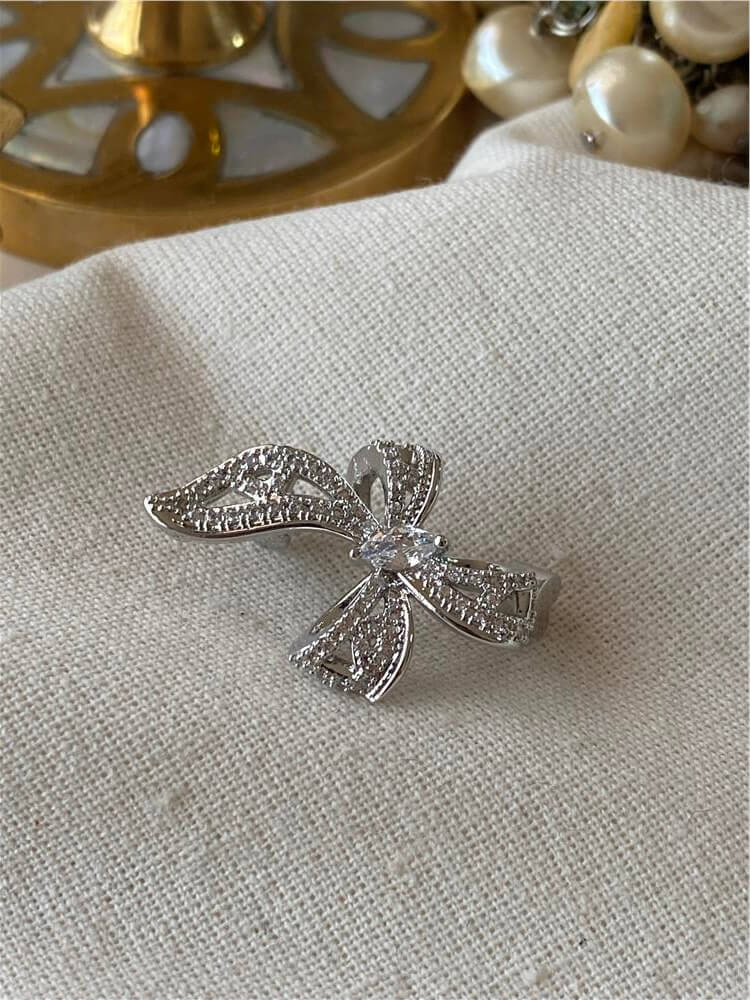 Silver Taşlı Mini Fiyonk Broş