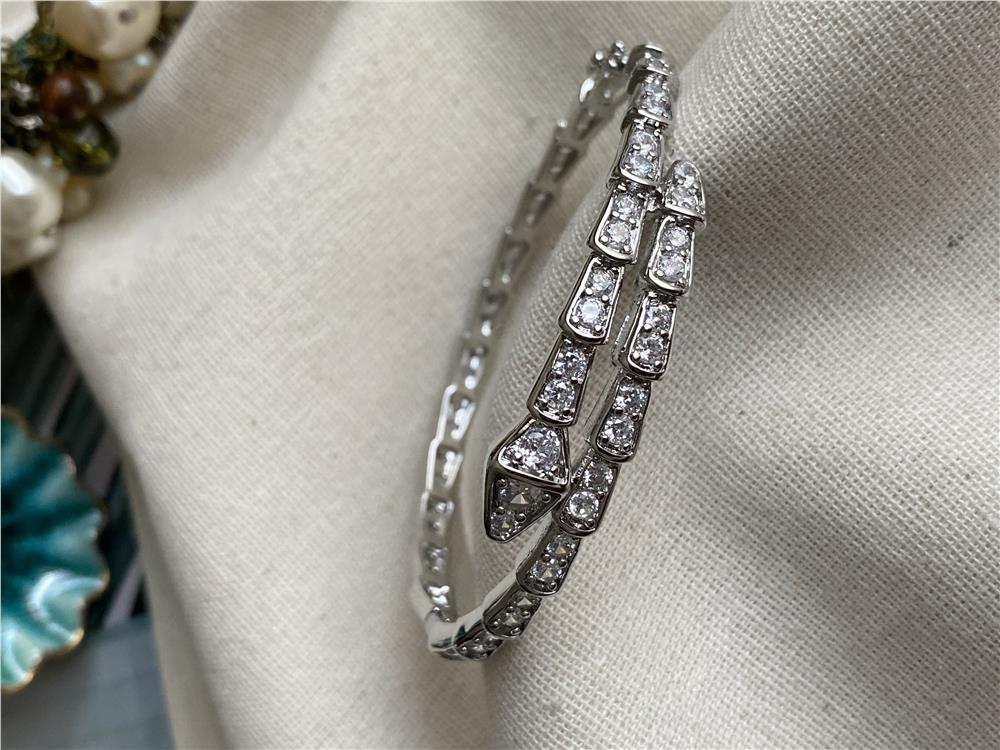 Silver Taşlı Snake Kelepçe