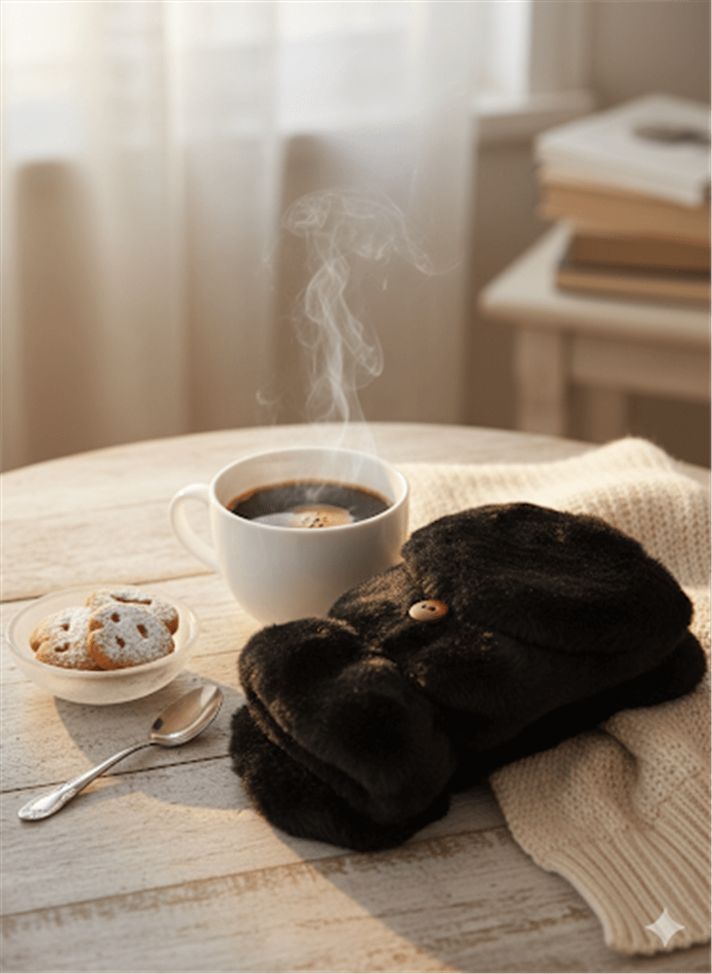 Siyah Peluş Kadın Eldiveni