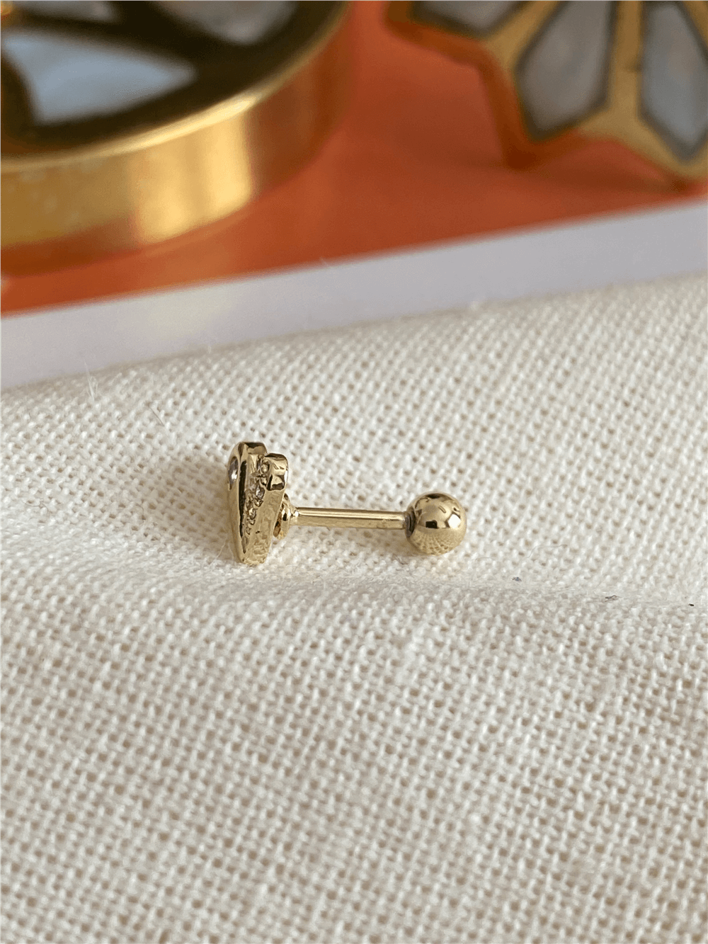 Taş Detaylı Kalp Piercing