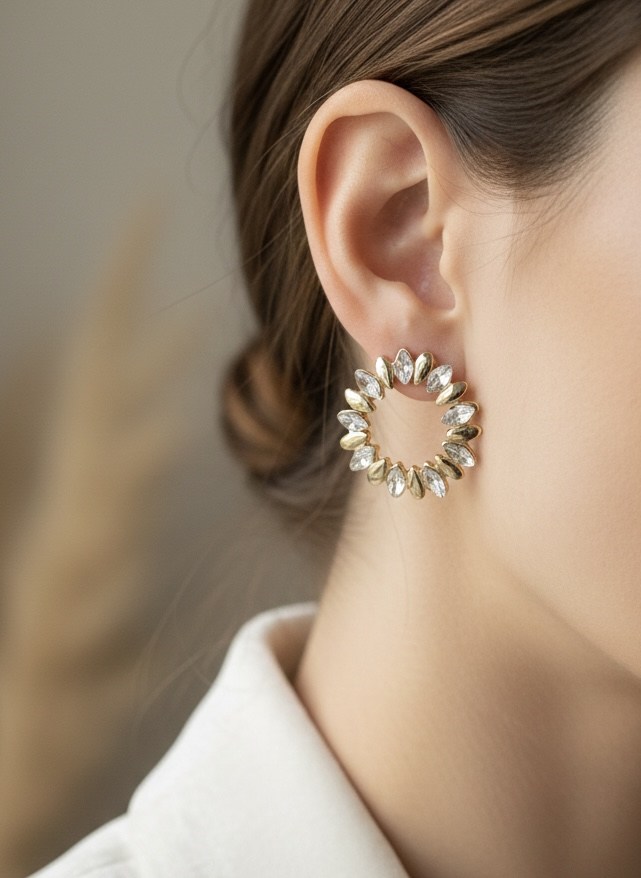 Taşlı Çelenk Küpe