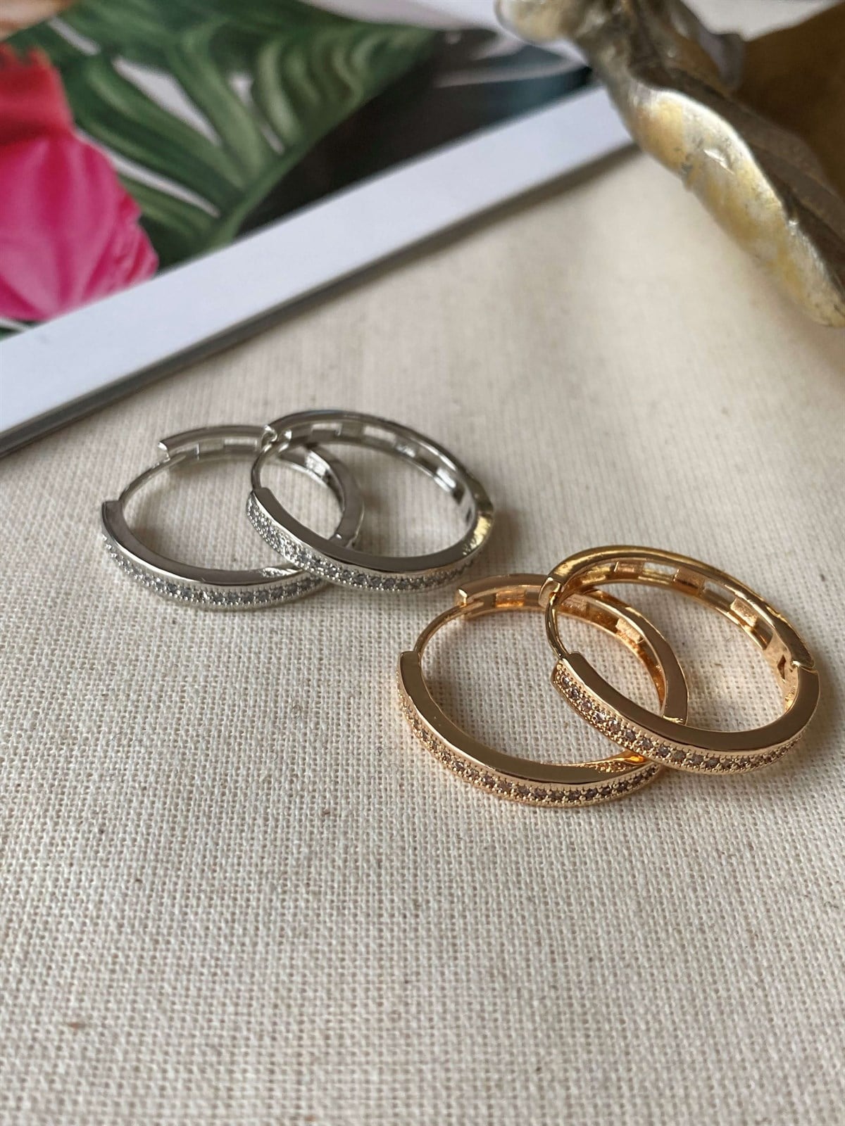 Gemstone Hoop Earrings