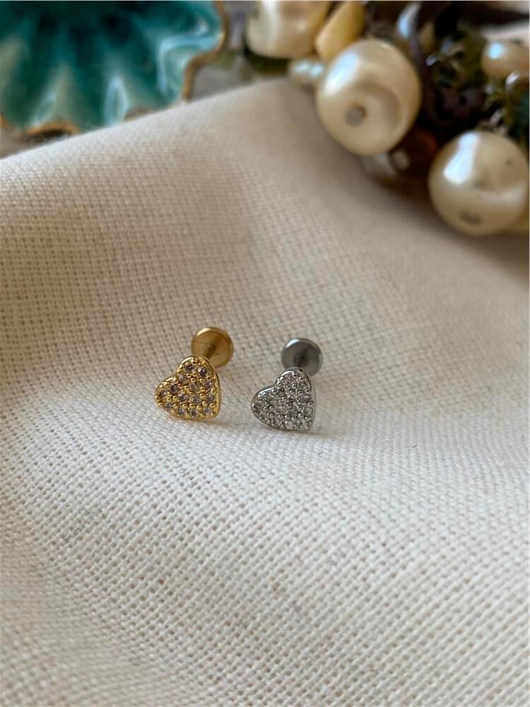Taşlı Kalp Piercing
