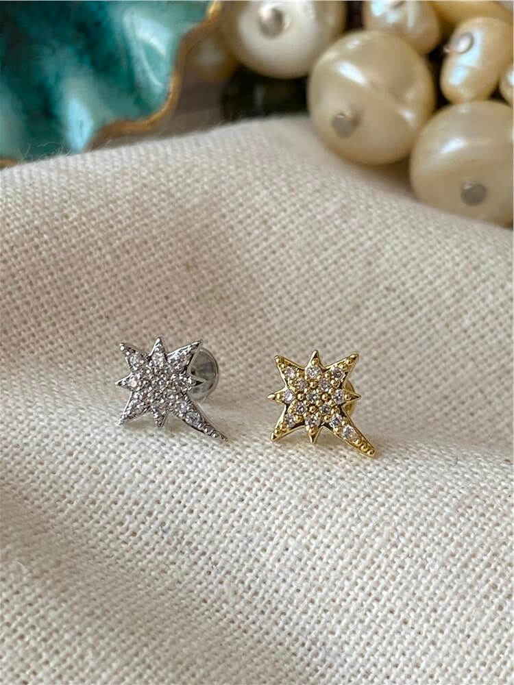 Taşlı Kutup Yıldızı Piercing Küpe