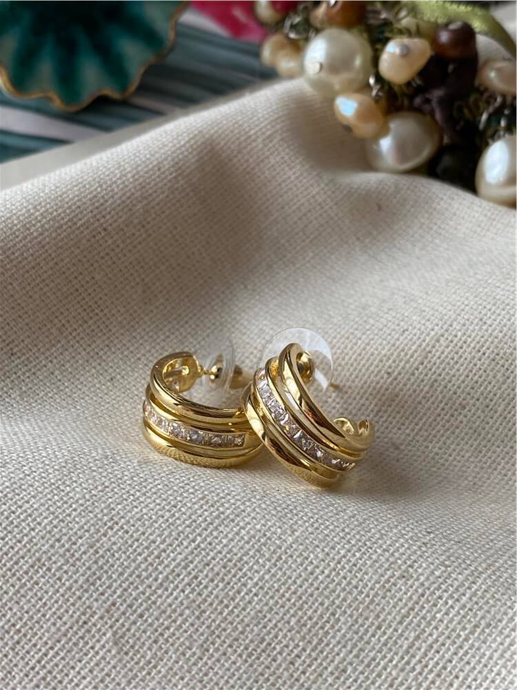 Taşlı Mini C küpe