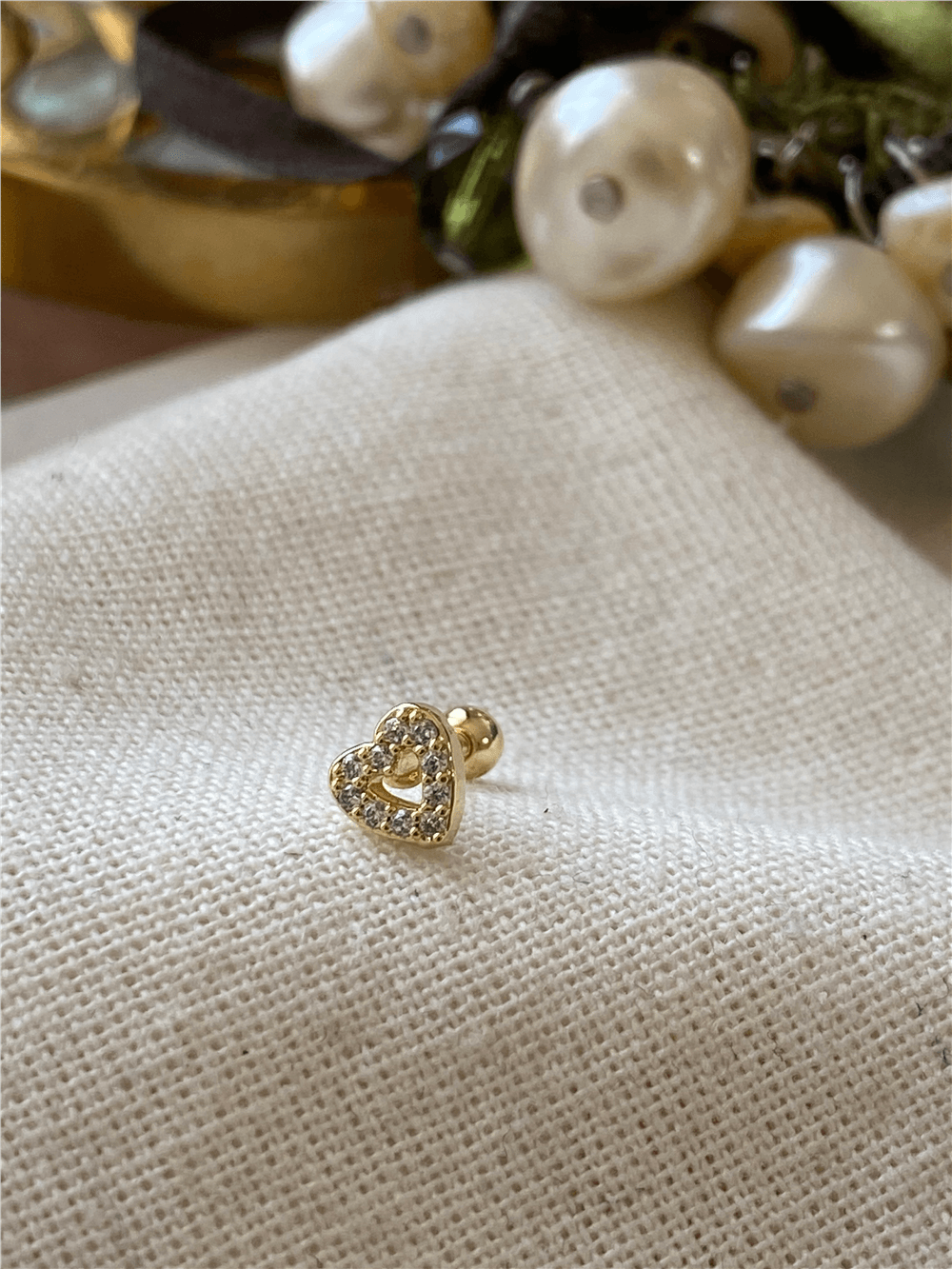 Taşlı Minik Kalp Piercing