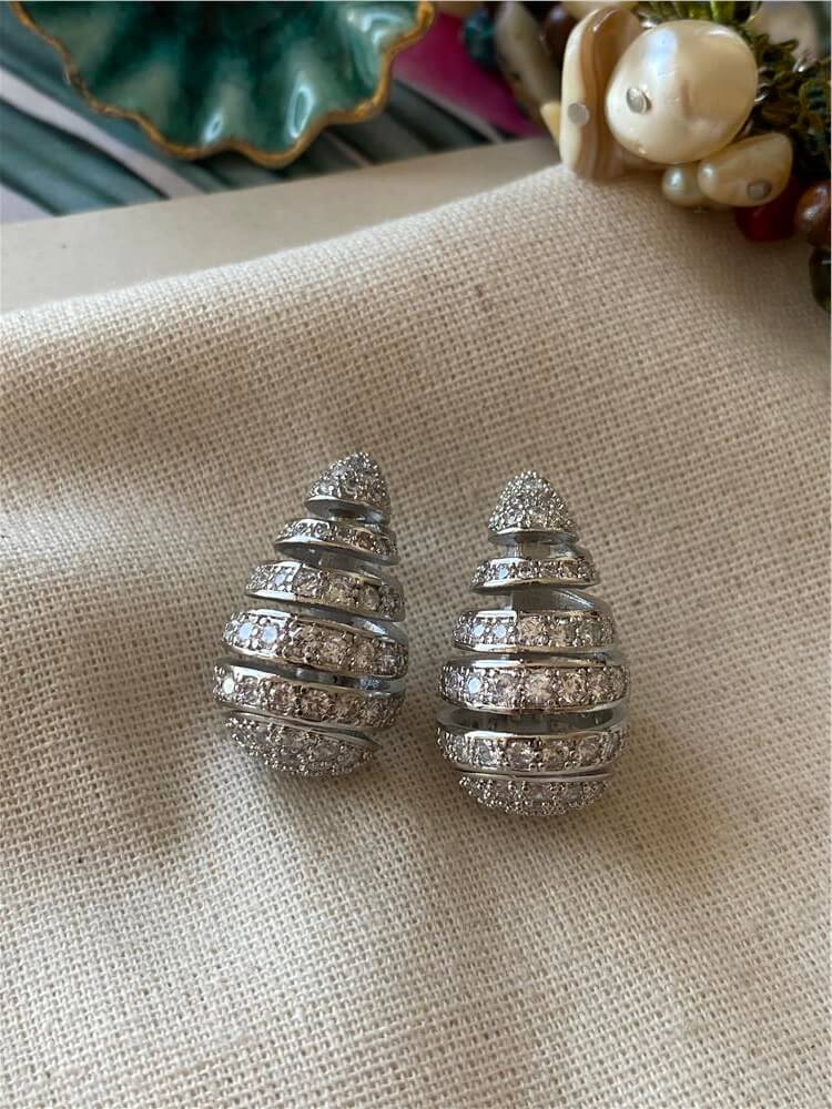 Taşlı Silver Bubble Küpe
