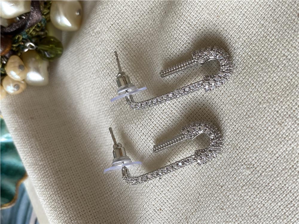 Taşlı Silver Çengel Küpe