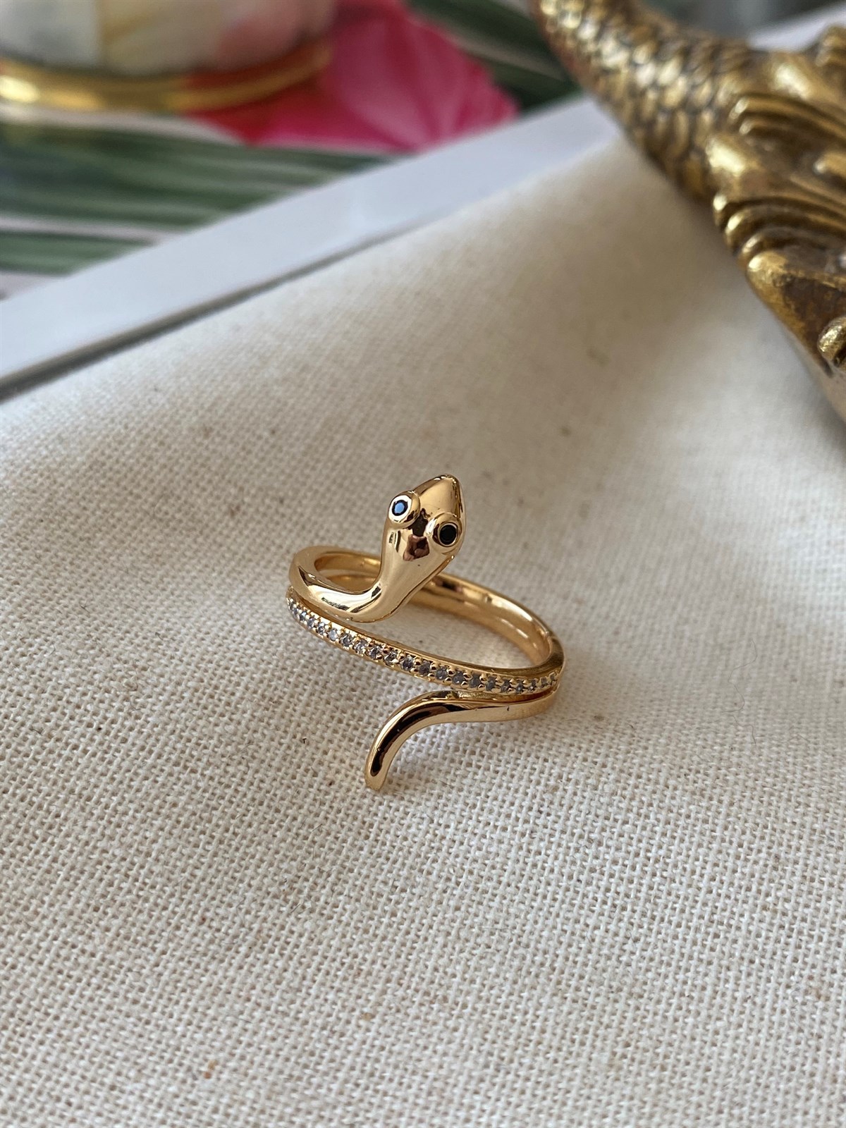 Taşlı Snake Yüzük