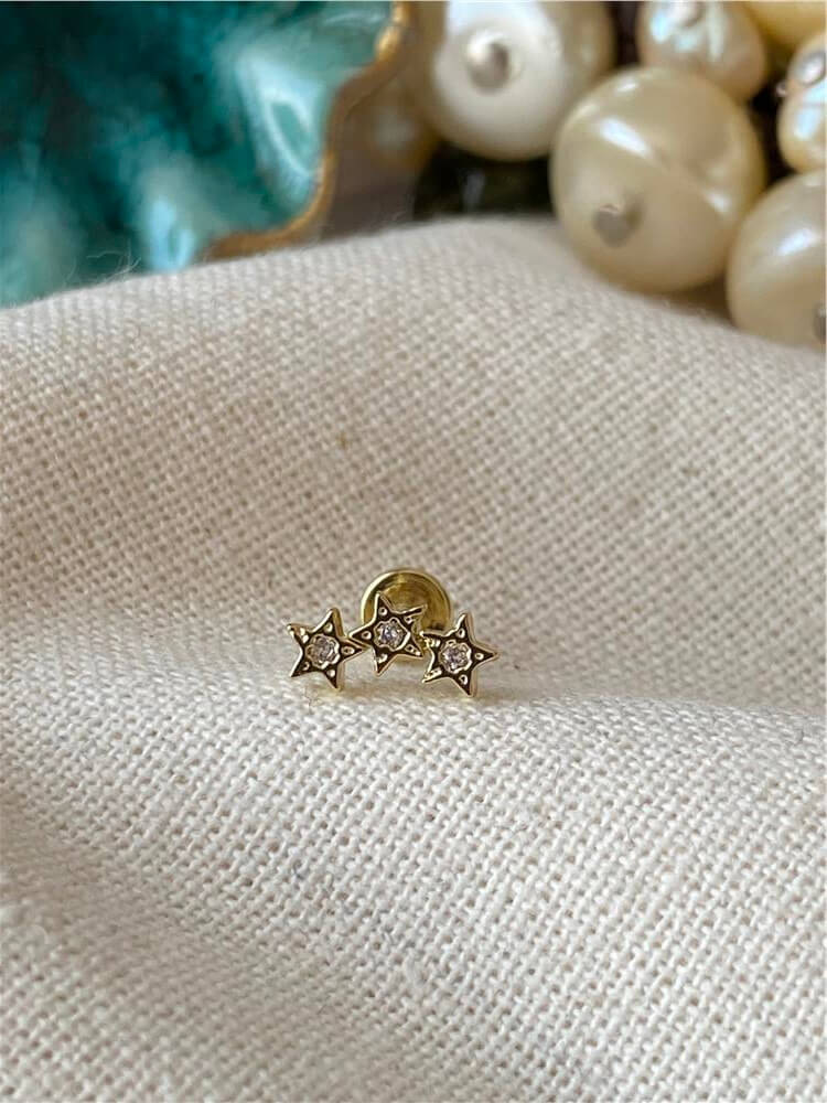Üç Yıldız Piercing Küpe