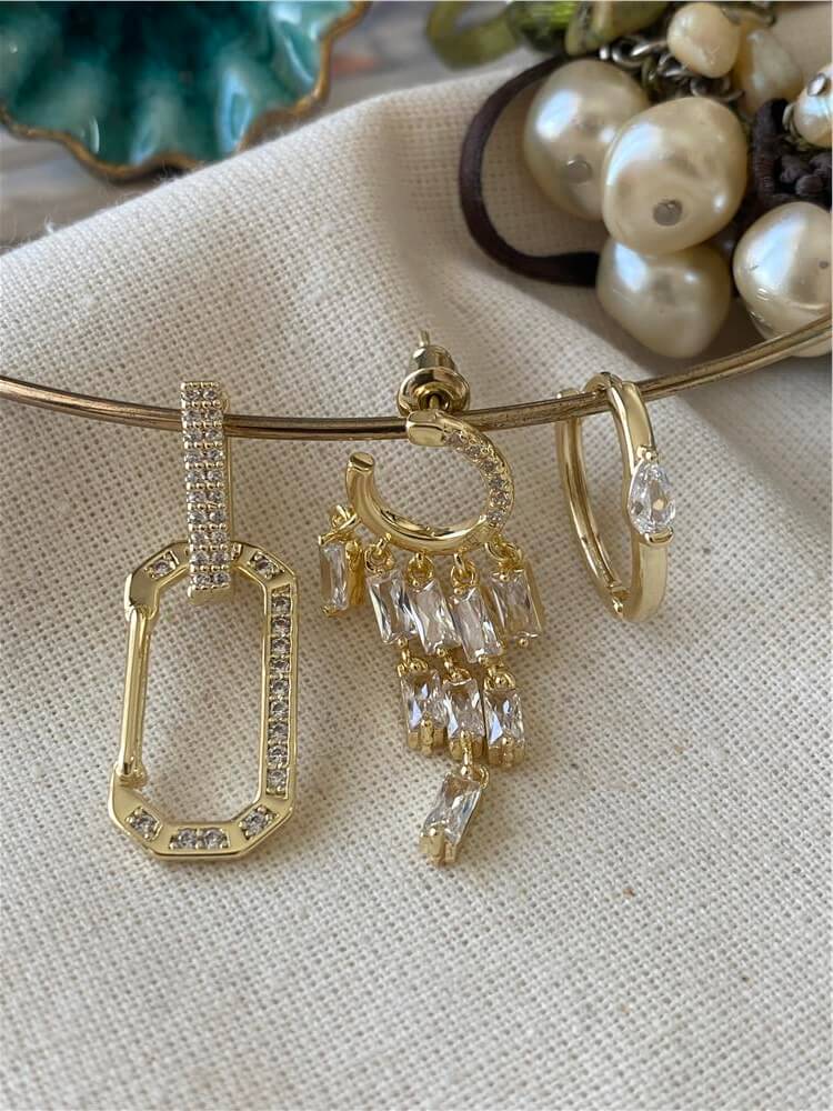 Üçlü 14K Chandelier Küpe Seti