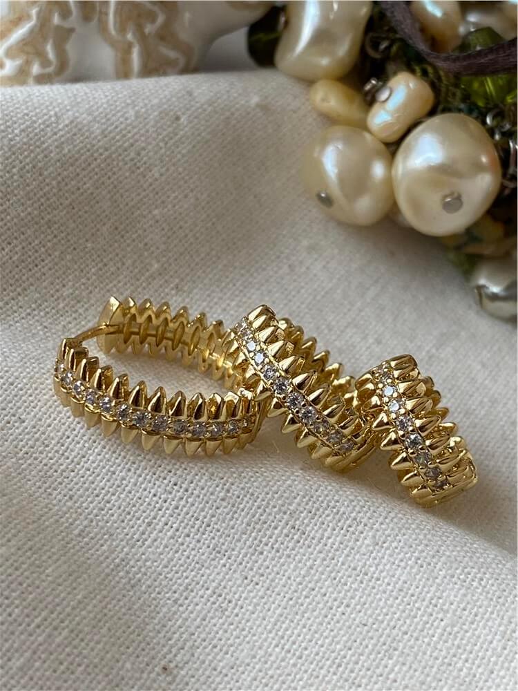 Üçlü 14K Fence Küpe Seti