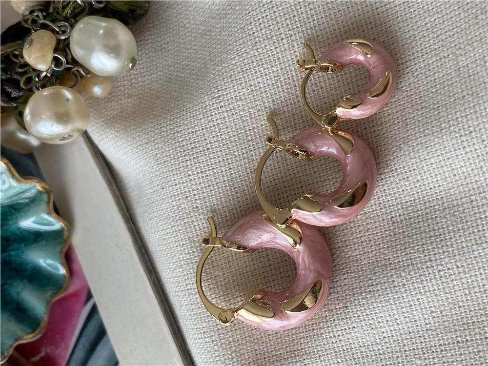 Üçlü Golden Pink Küpe