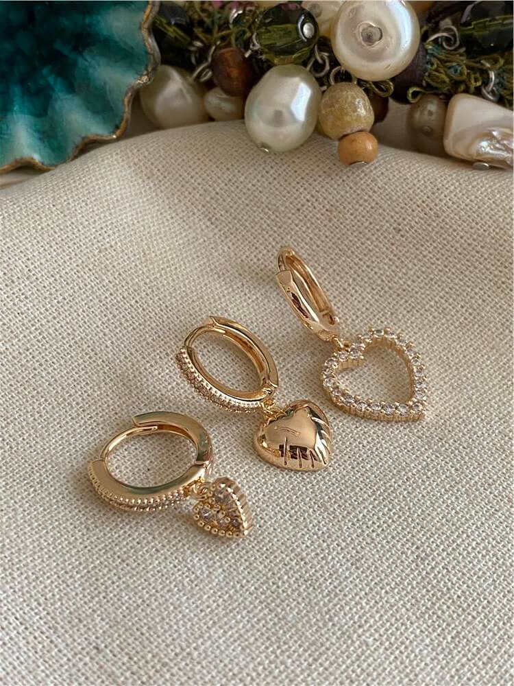 Üçlü Hearts Küpe