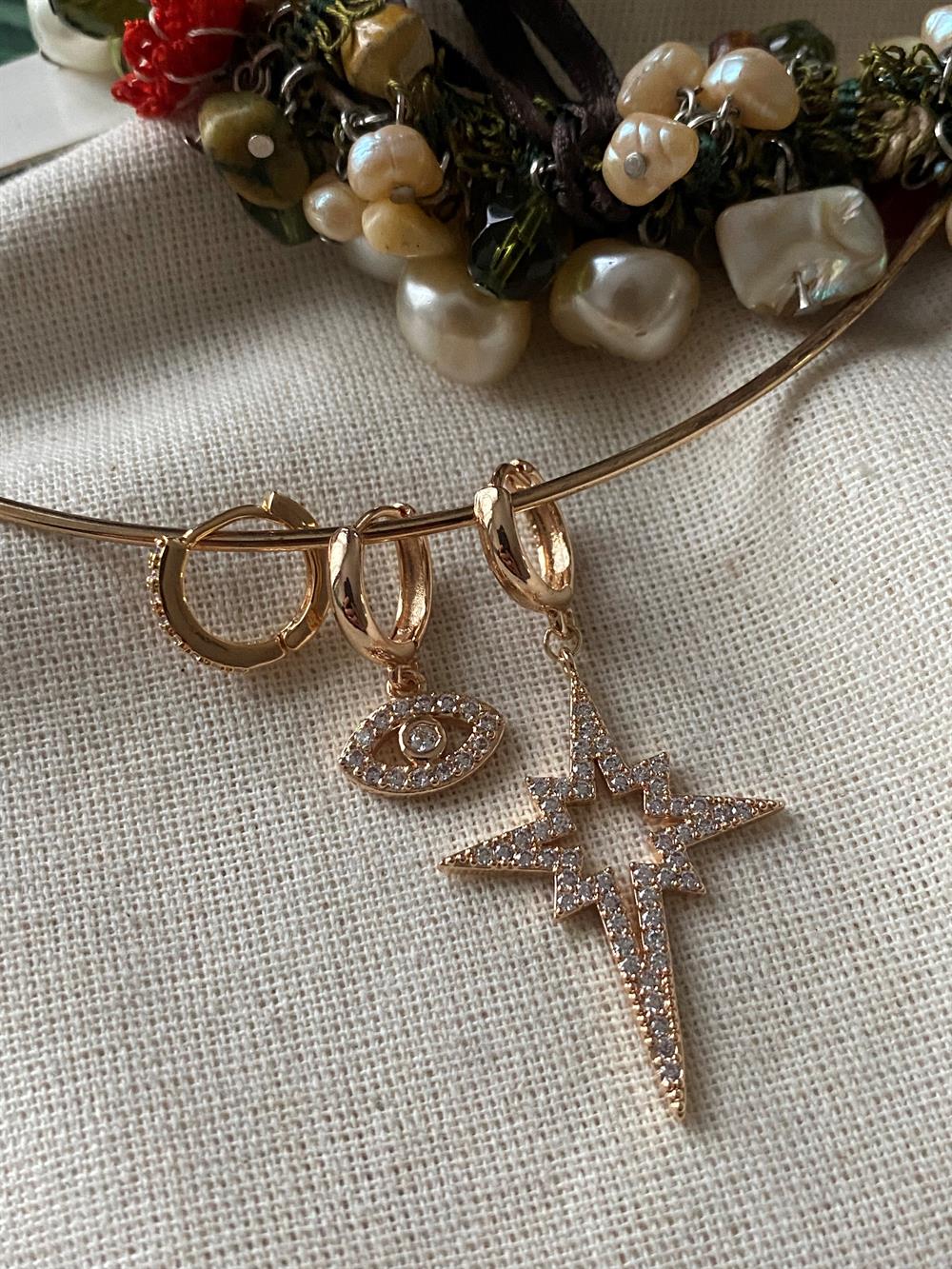 Üçlü Kuzey Yıldızı Küpe