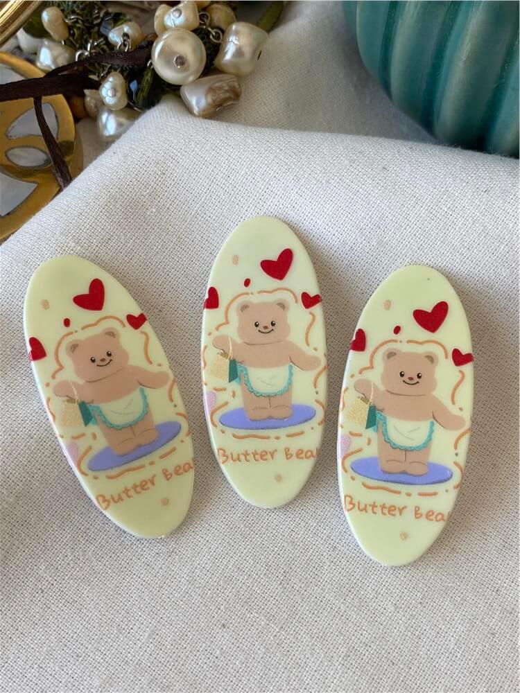 Üçlü Sarı Butter Bear Çıtçıtlı Toka Seti