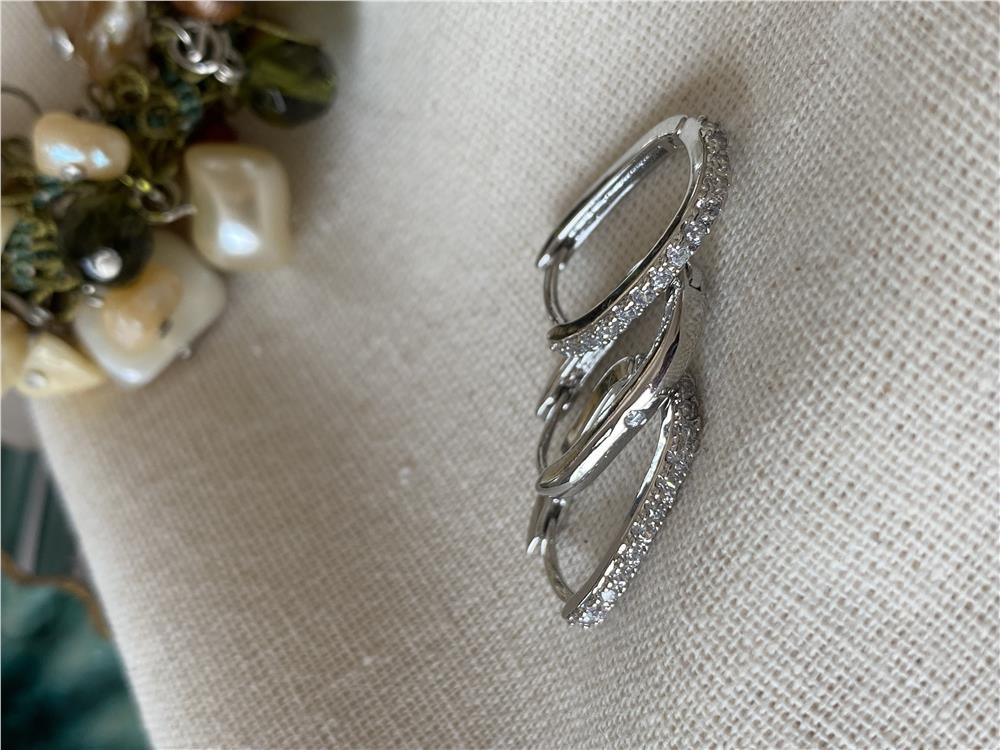 Üçlü Silver Oblong Küpe