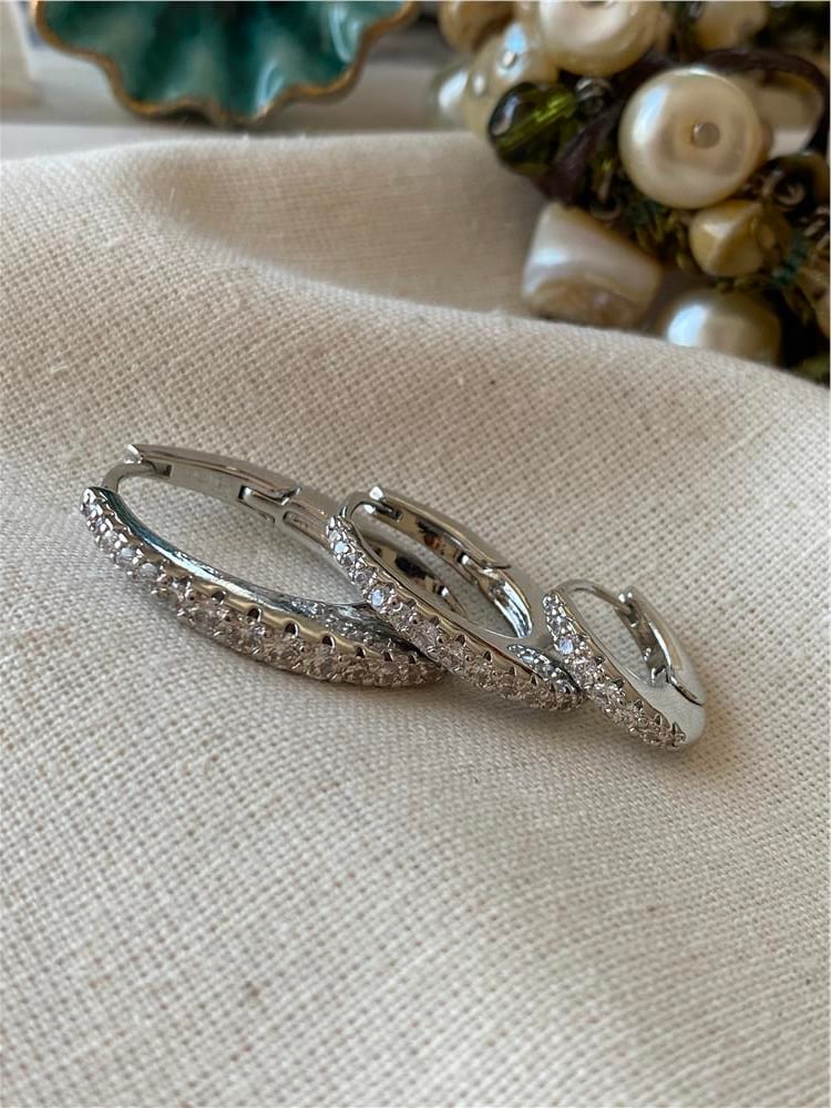 Üçlü Silver Suyolu Halka Küpe