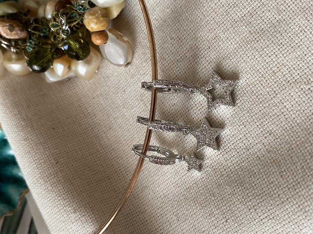 Üçlü Silver Yıldız Küpe