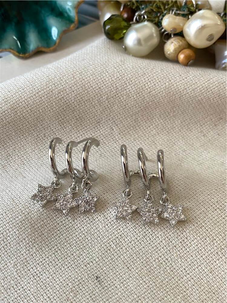 Üçlü Silver Yıldız Shakira Küpe