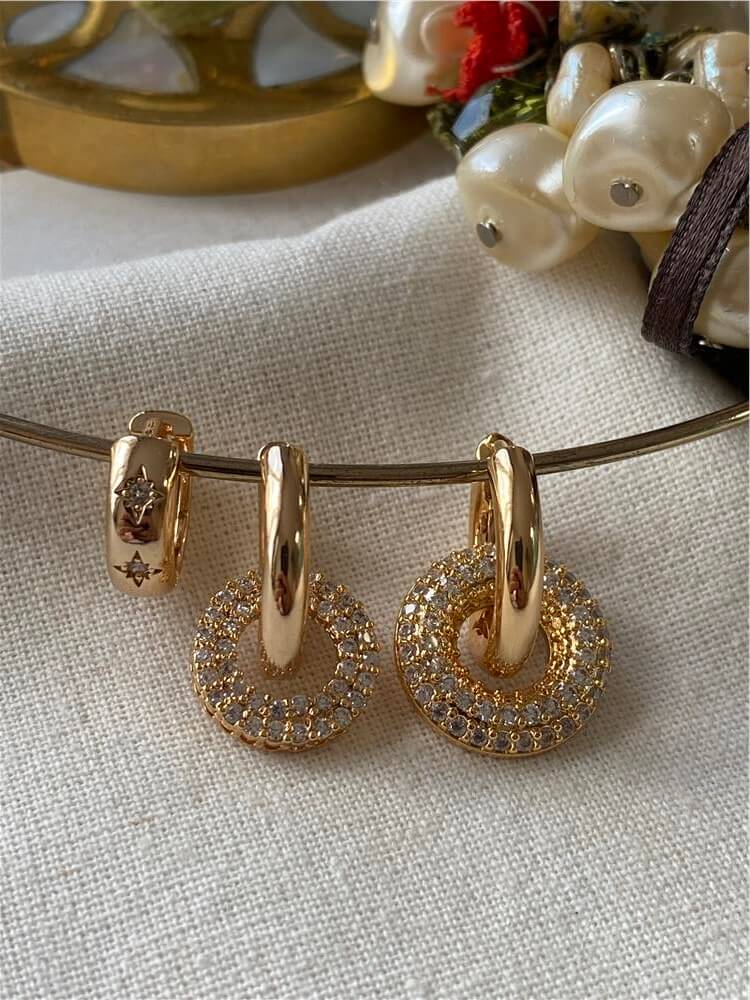 Üçlü Yıldız Desenli Rings Küpe Seti
