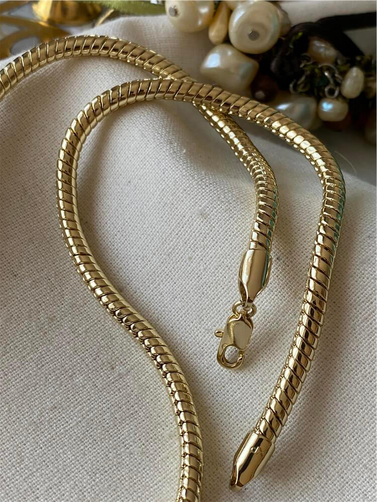 VIP 14K 4mm Kalın Sarmal Zincir Kolye