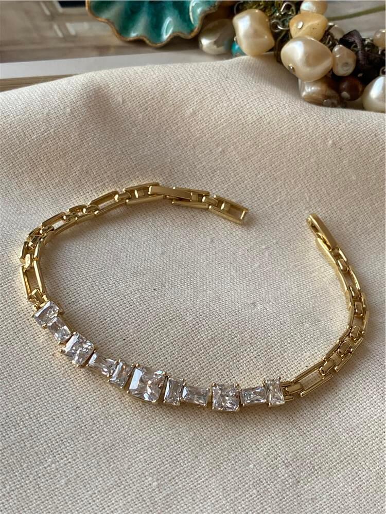VIP 14K Asimetrik Kesme Taşlar Bileklik