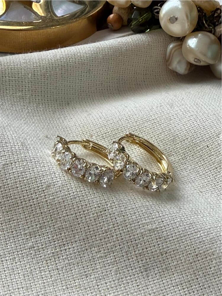 VIP 14K Badem Taşlı Mini Halka Küpe