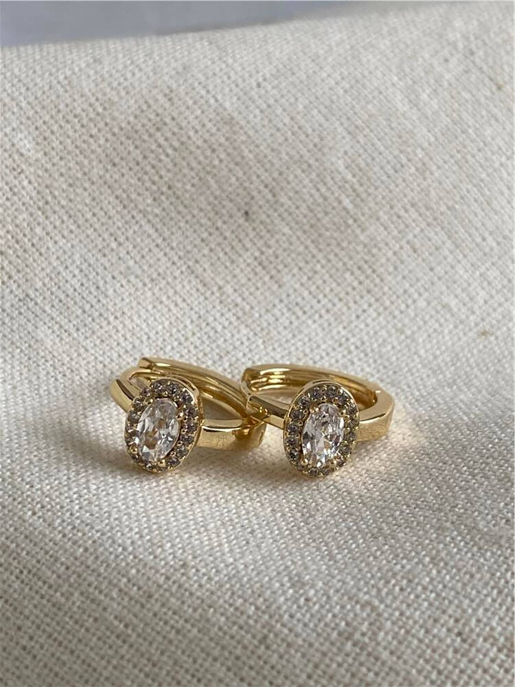 VIP 14K Badem Taşlı Mini Küpe