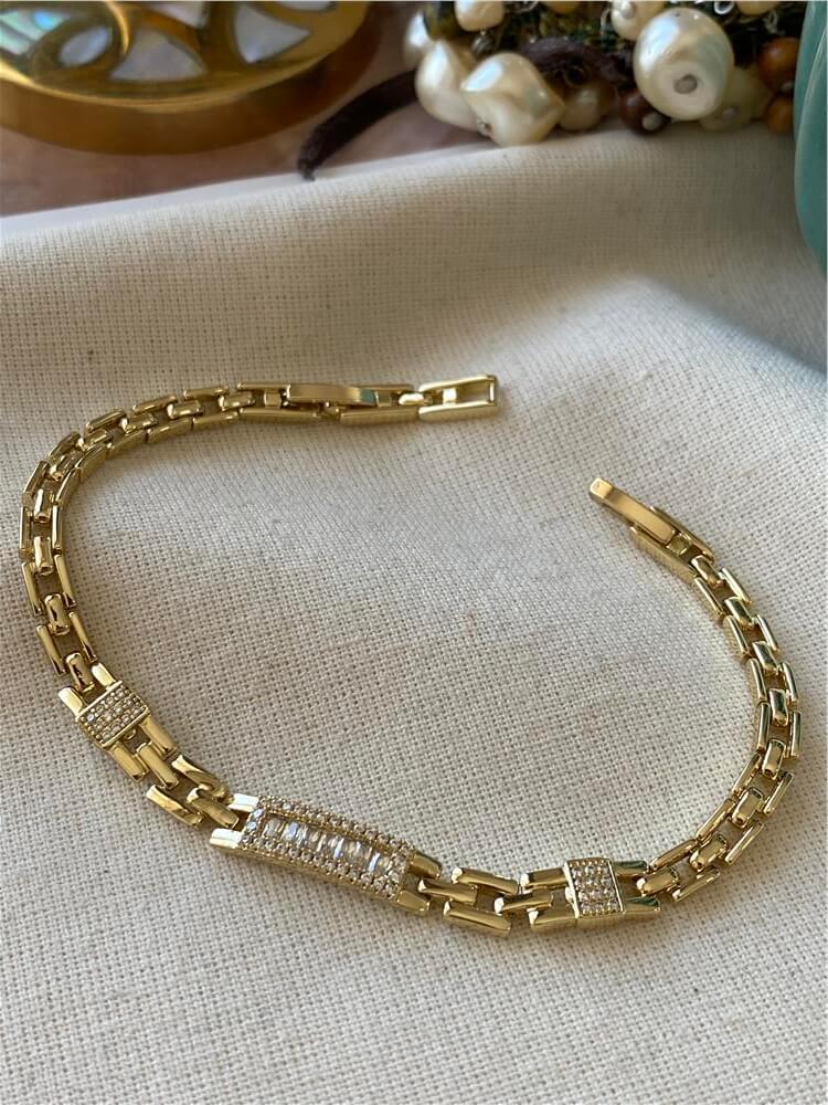 VIP 14K Baget Taşlı Künye Model Bileklik