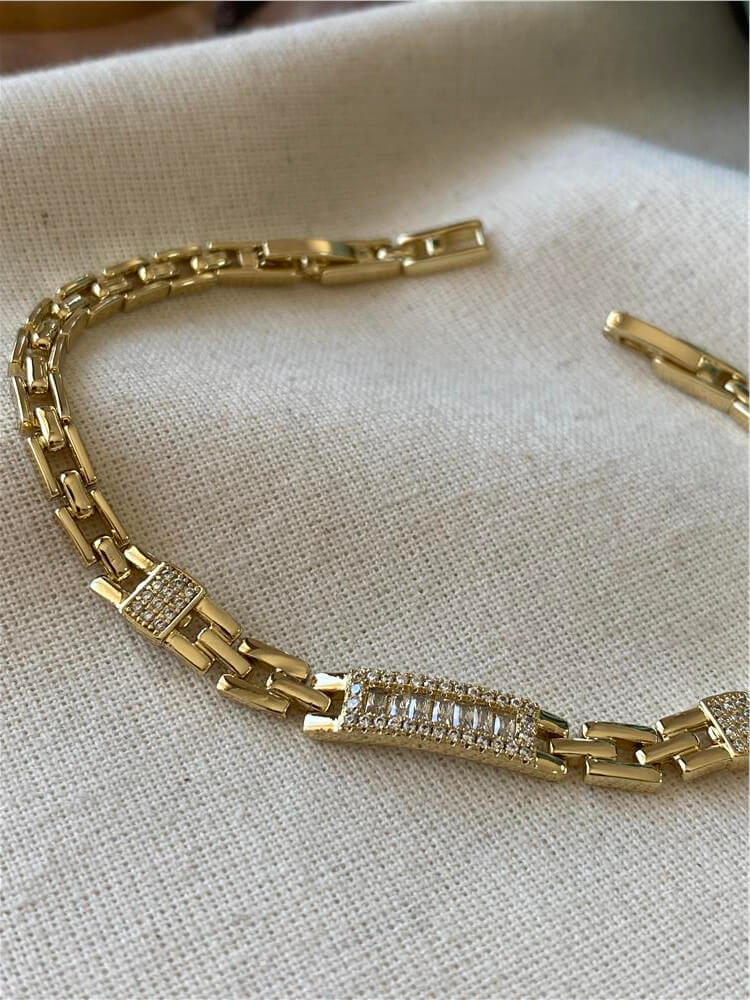 VIP 14K Baget Taşlı Künye Model Bileklik