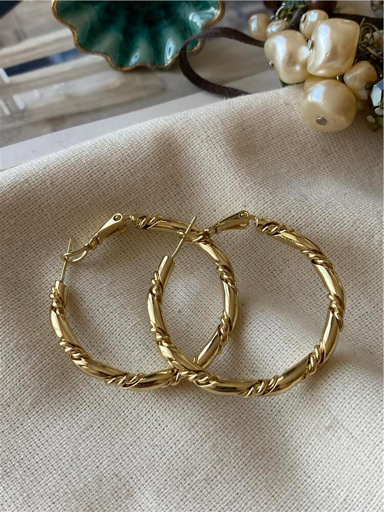 VIP 14K Burma Detaylı Halka Küpe