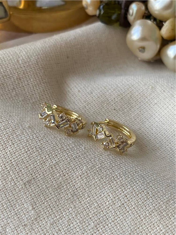 VIP 14K Çapraz Taşlı Mini Halka Küpe