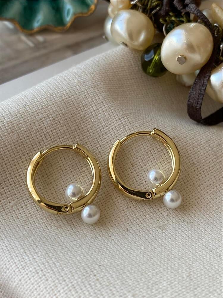 VIP 14K Çift İncili Halka Küpe