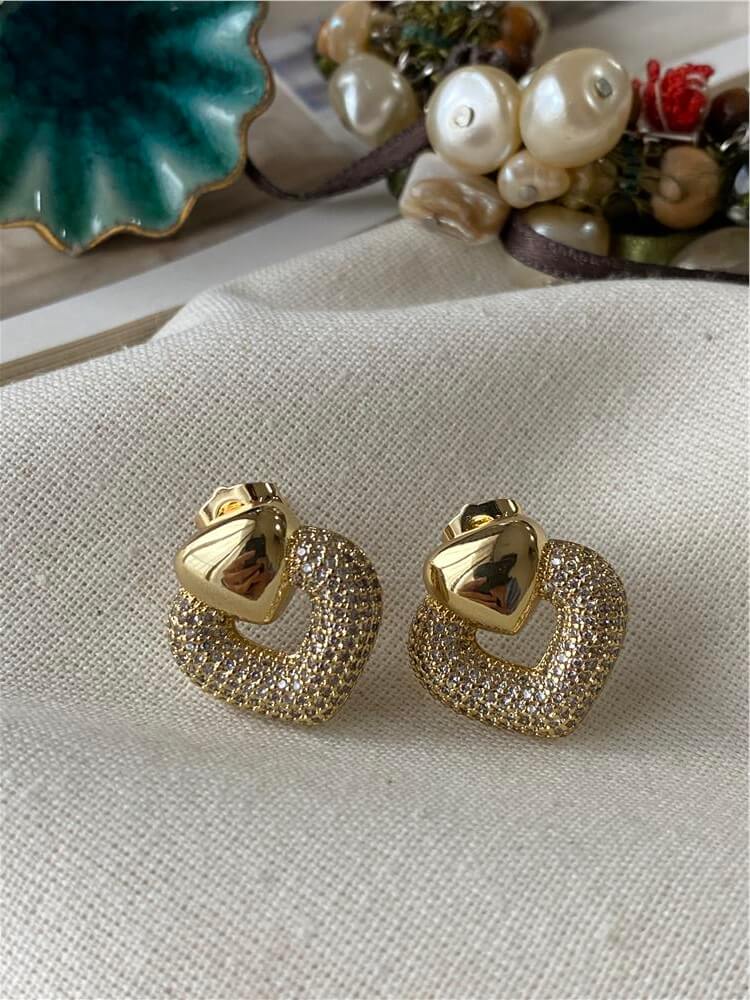 VIP 14K Çift Kalp Küpe