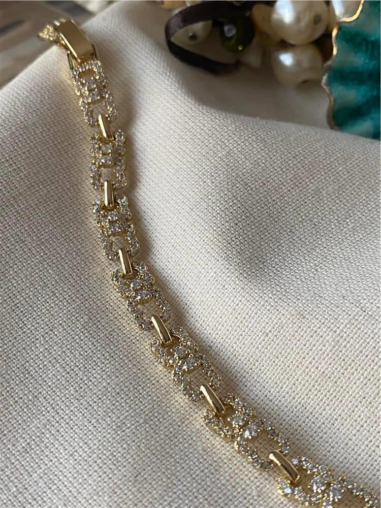 VIP 14K Çift Kare Model Bileklik