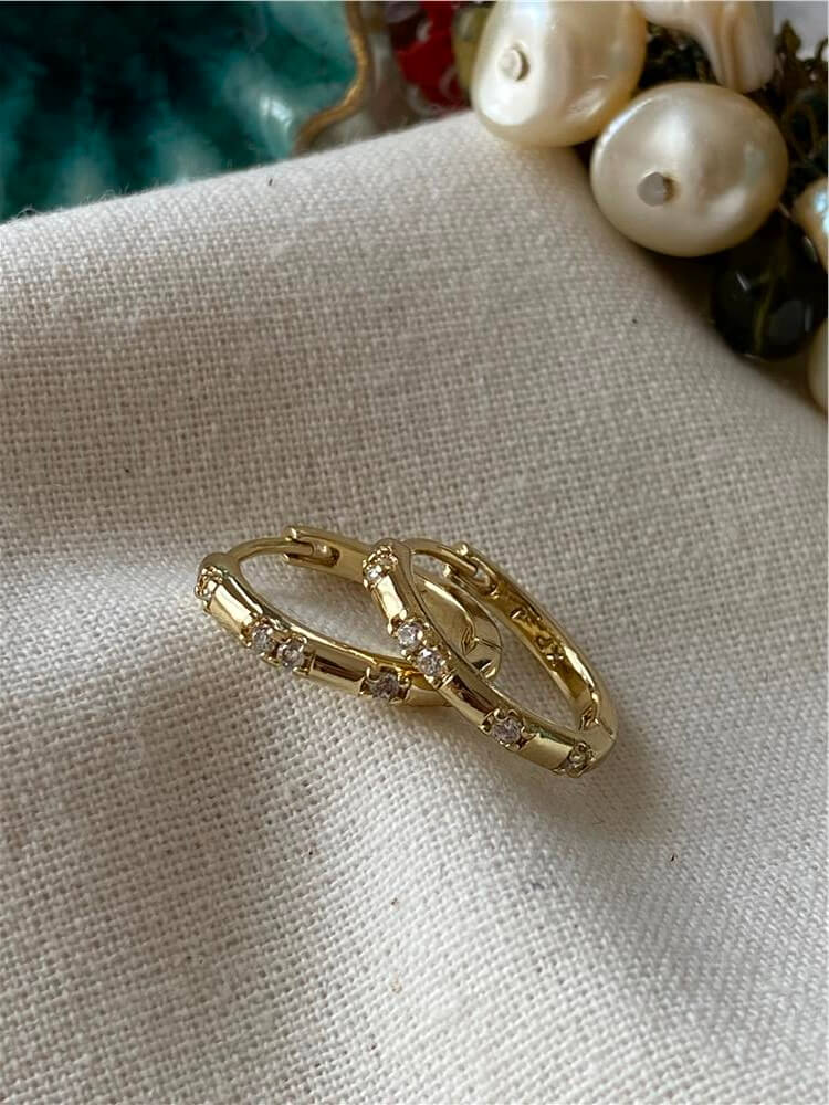 VIP 14K Çift Taşlı Halka Küpe