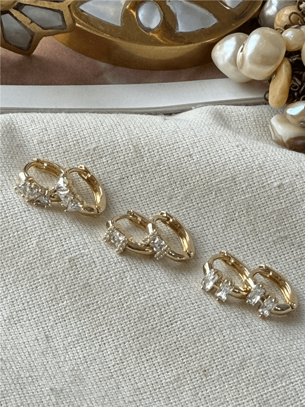 VIP 14K Çoklu Taşlı Mini Halka Küpe Seti