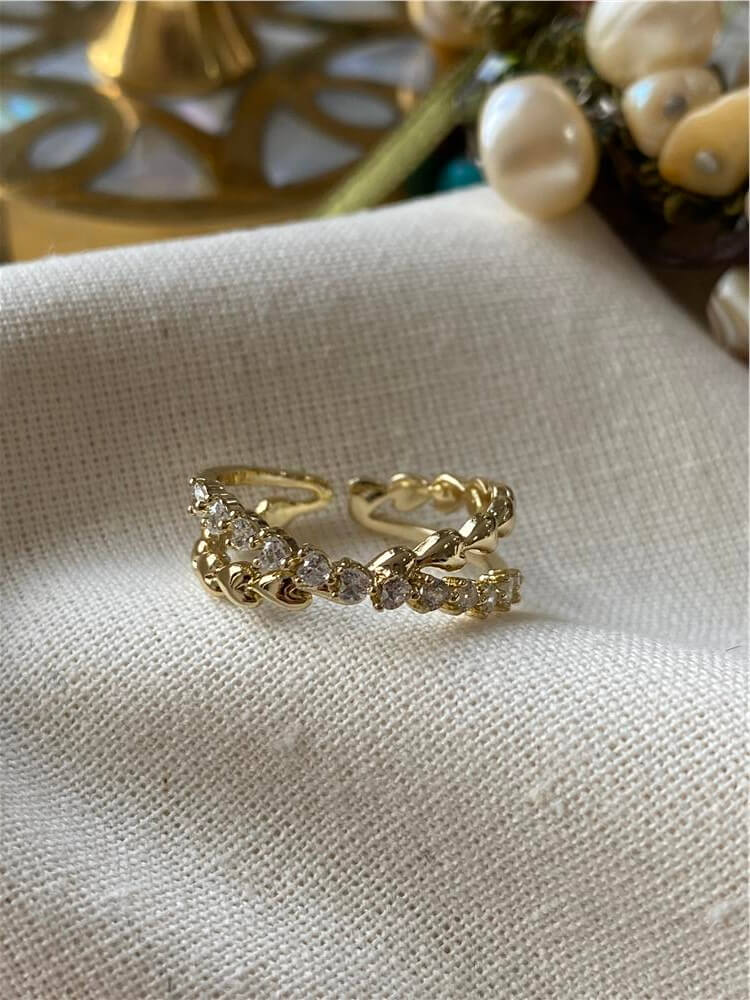 VIP 14K Cross Heart Ayarlanabilir Yüzük