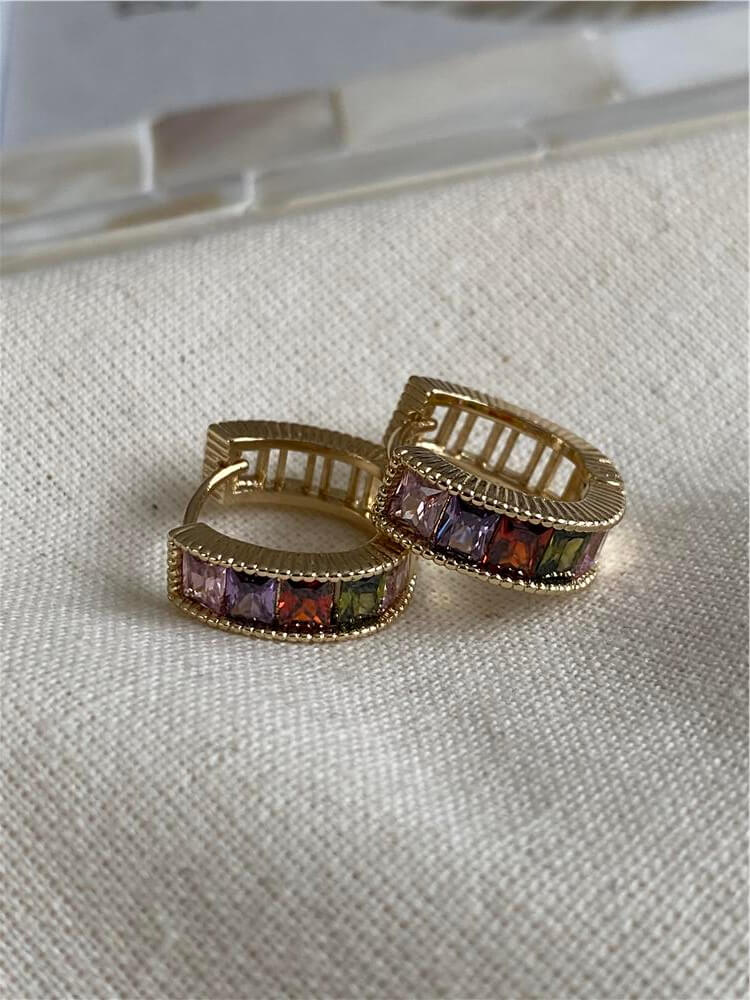 VIP 14K Dark Stone Mini Halka Küpe