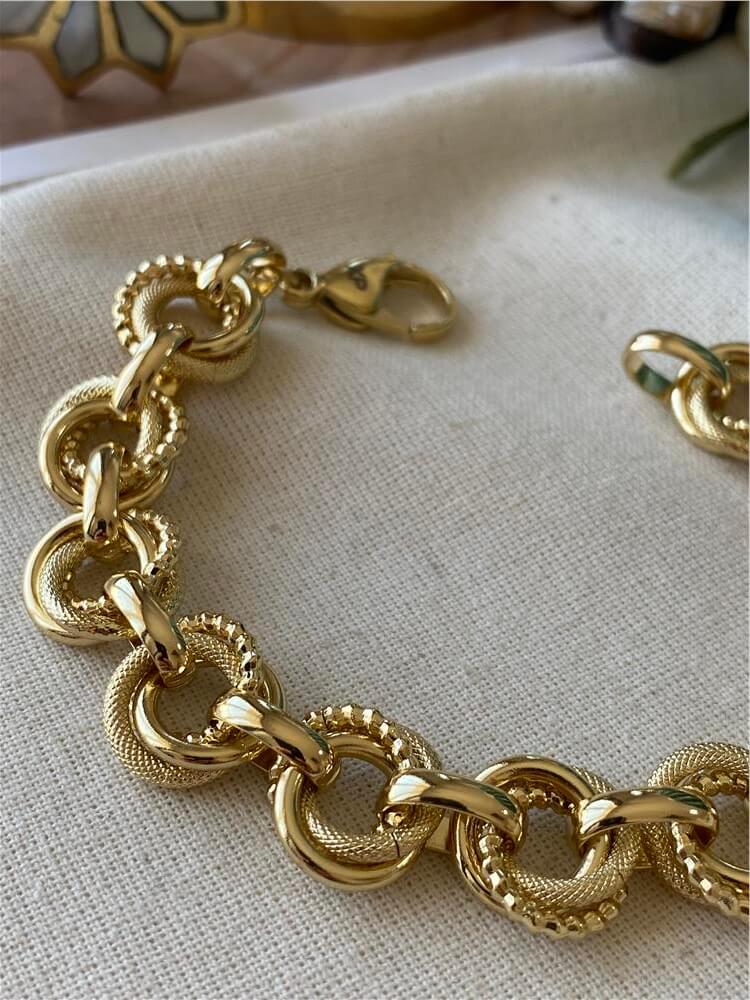 VIP 14K Desenli Geçmeli Halkalar Bileklik