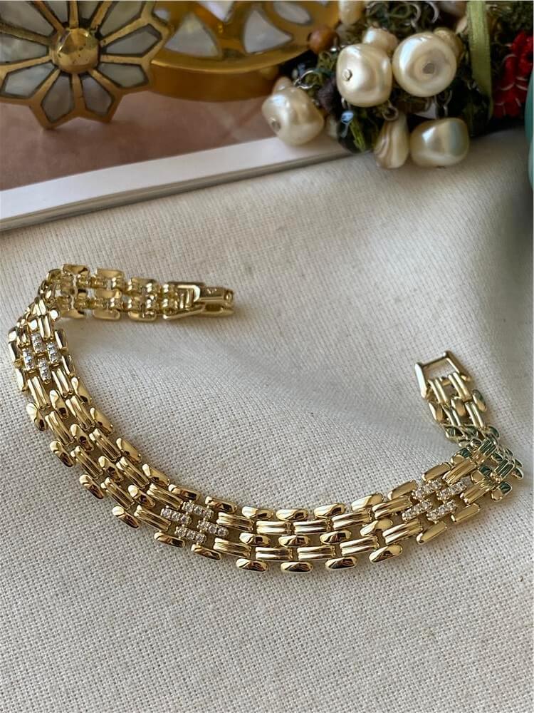 VIP 14K Desenli Geniş Örme Bileklik