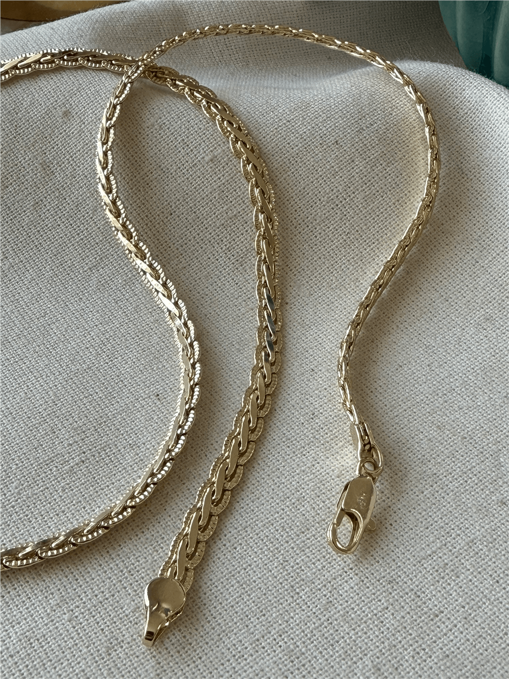 VIP 14K Desenli Örgü Zincir Kolye