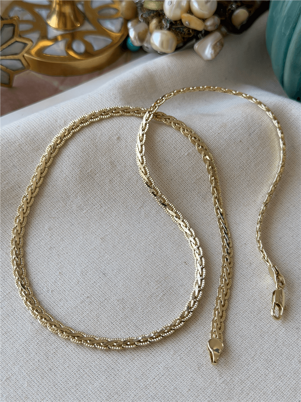 VIP 14K Desenli Örgü Zincir Kolye