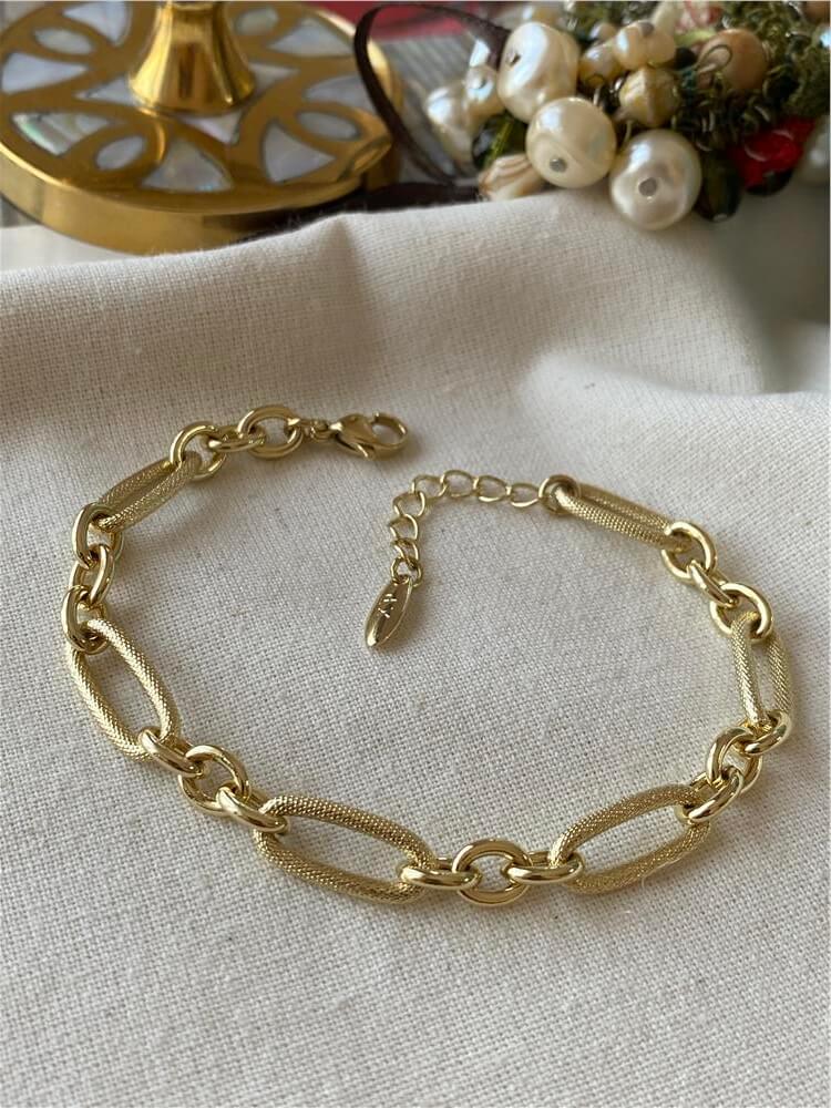 VIP 14K Desenli Oval Zincir Bileklik