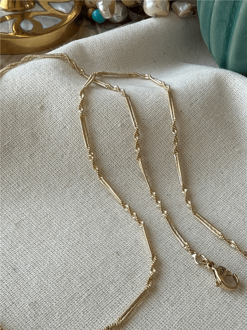 VIP 14K Döner Detaylı Silindir Zincir Kolye