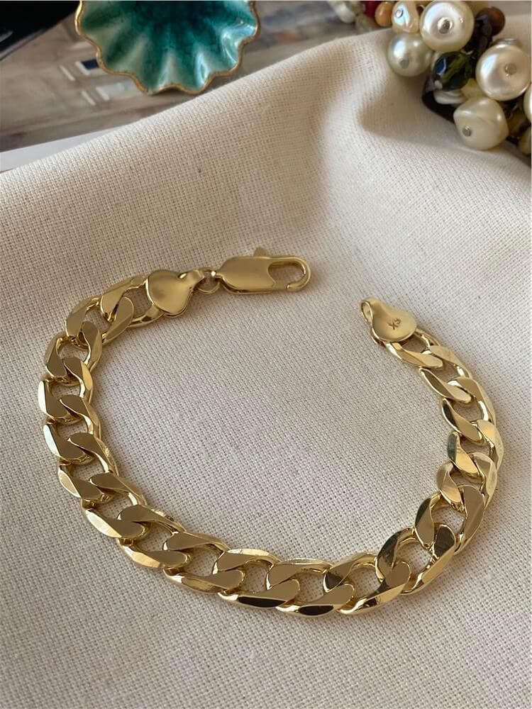 VIP 14K Geniş Ezme Zincir Bileklik