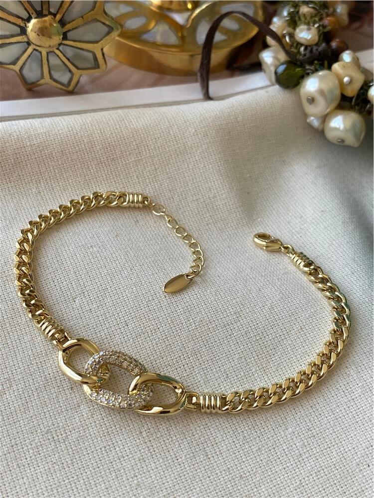 VIP 14K Geniş Zincir Detaylı Bileklik