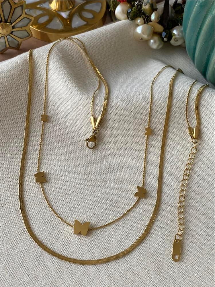 VIP 14K İkili Kelebekli Kolye