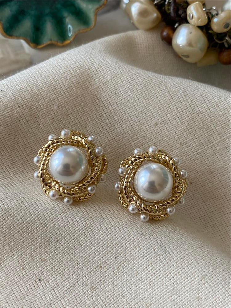 VIP 14K İncili Döngü Küpe